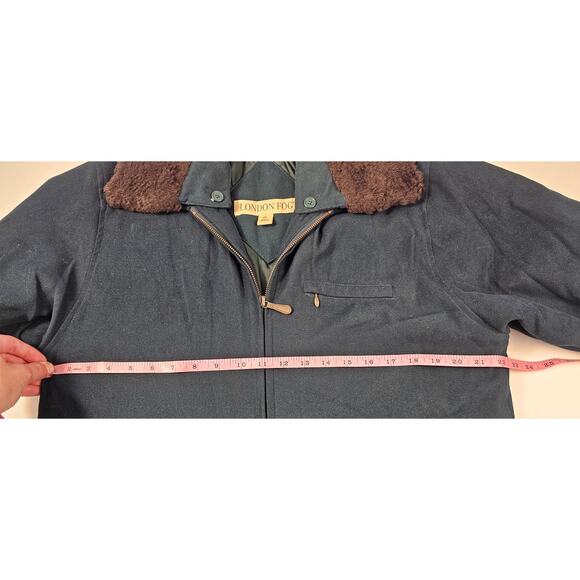 London fog vintage S REG blue green canvas warm winter car jacket cinch waist - Picture 8 of 9
